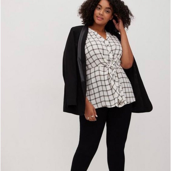Torrid Checker Blouse Top with Waist Tie 6x - Picture 1 of 9